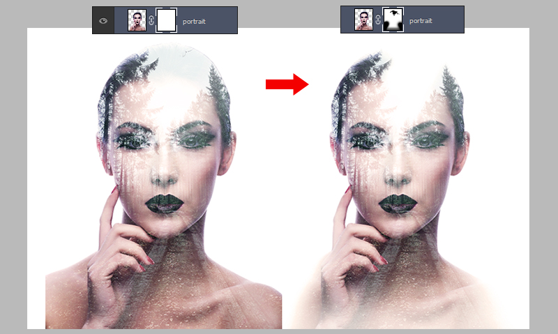 Brush the neck part - Photoshop tutorial double exposure effect
