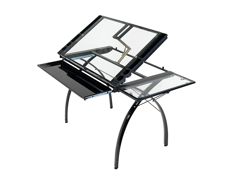 Studio Designs 10097 Futura Craft Station with Folding Shelf, Black with Clear Glass