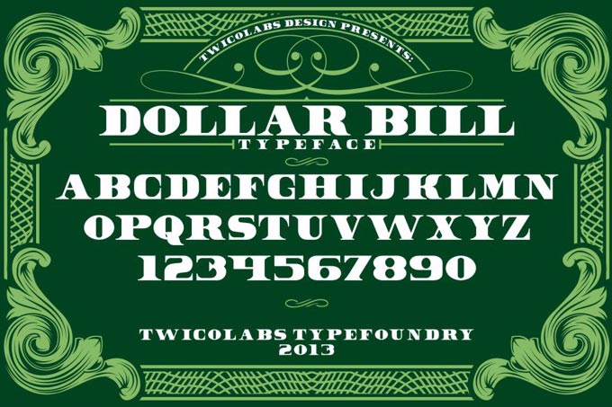 dollar bill penge skrifttyper