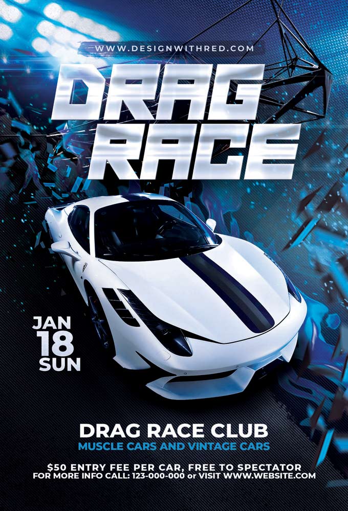 Drag Race Free PSD Flyer Template