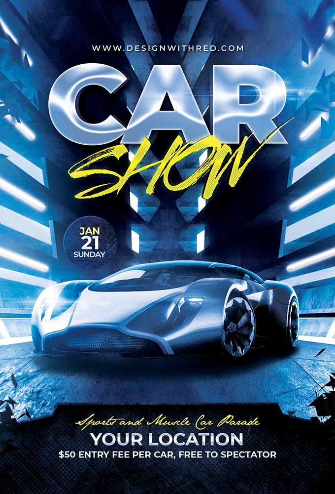 Sports Car Show Free PSD Flyer Template