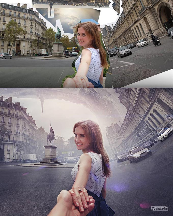 point of view shot lady holding hands by russian photoshop artist