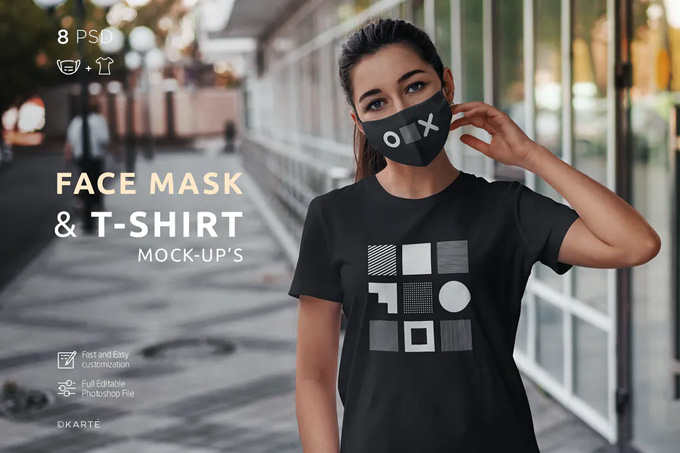 Face Mask & T-Shirt Mock-Up