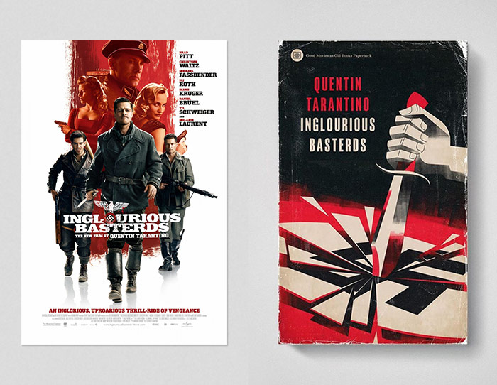 Inglourious Basterds poster and book (movies as old books)