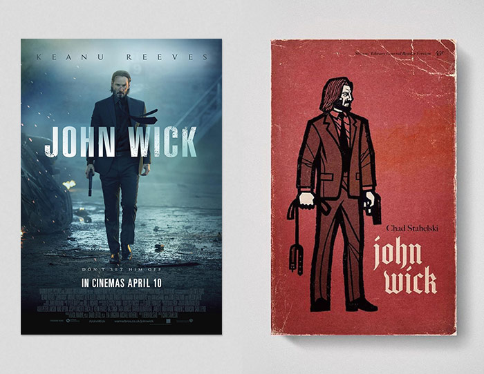 John Wick poster and book (movies as old books)