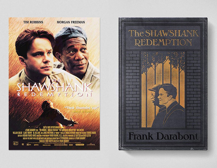 The Shawshank Redemption poster and book (movies as old books)