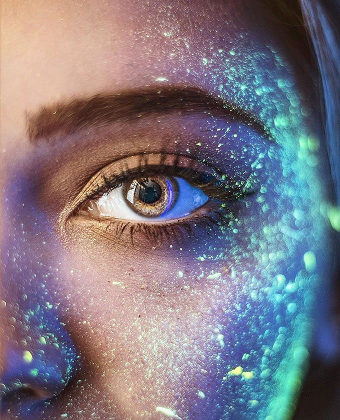 Girls closeup shot with glowing skin composite