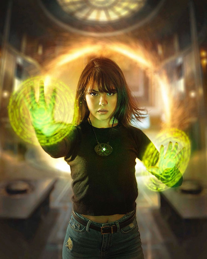 Girl with Dr. Strange power in her hands