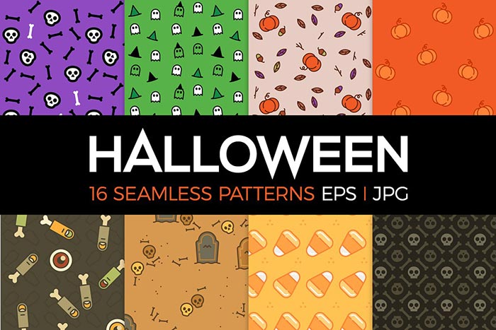 16 Halloween seamless patterns