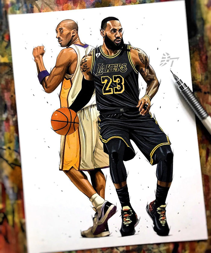 Kobe Bryant and Lebron James by japanese cartoonist Dai Tamura