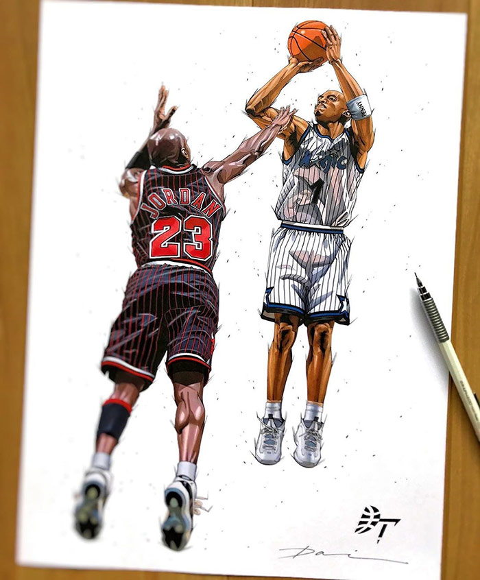 Michael Jordan and Penny Hardaway by japanese cartoonist Dai Tamura
