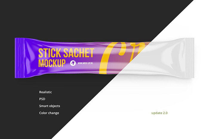 Stick Sachet Mockup. Coffee 3in1