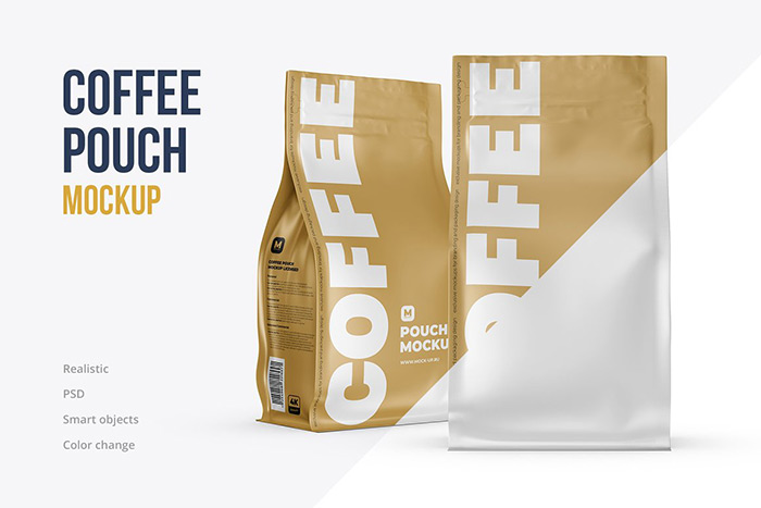 Zip Coffee Pouch Front & Half-Side