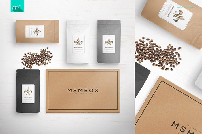 Coffee Pack and Box Mock-up