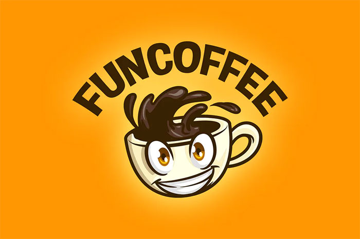 Cartoon Coffee Cup Mascot Logo