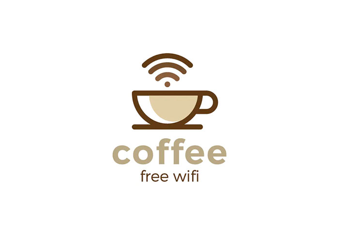 Logo Coffee Cup WiFi Linear style