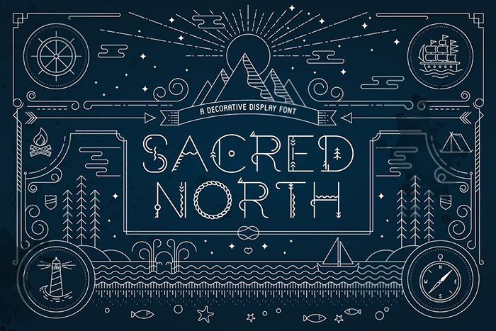 Sacred North Display Font + Extras