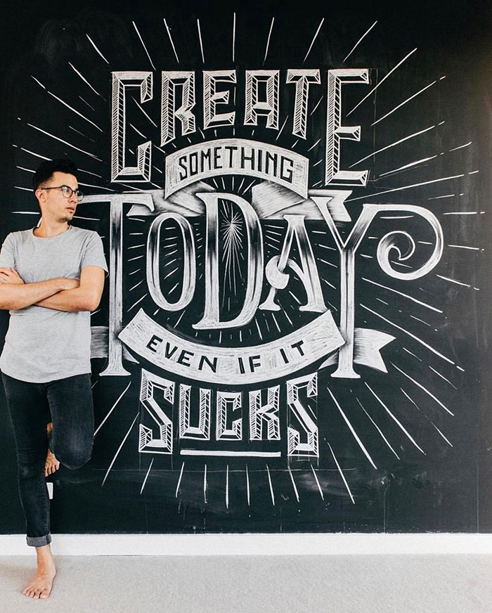 Create something today even if it sucks - chalkboard lettering