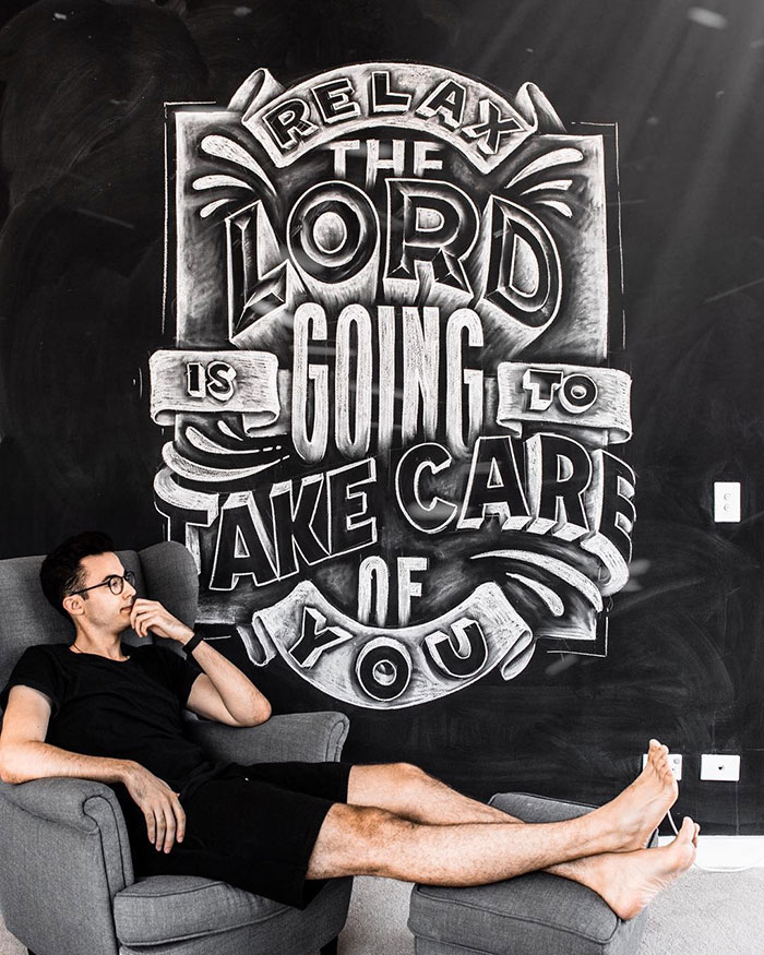 Relax, the lord is going is going to take care of you - chalkboard lettering