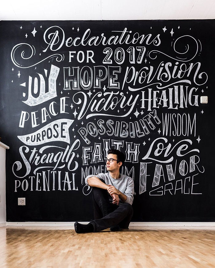 2017 Declarations, Faith, Grace, Possibility, Peace, Victory, Healing... - chalkboard lettering