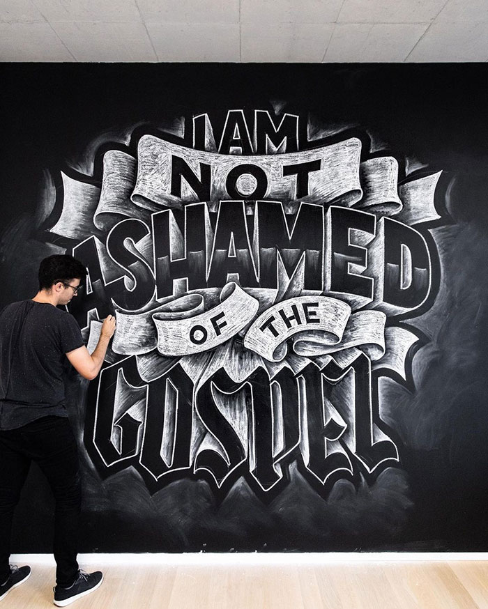 I am not ashamed of the Gospel - chalkboard lettering