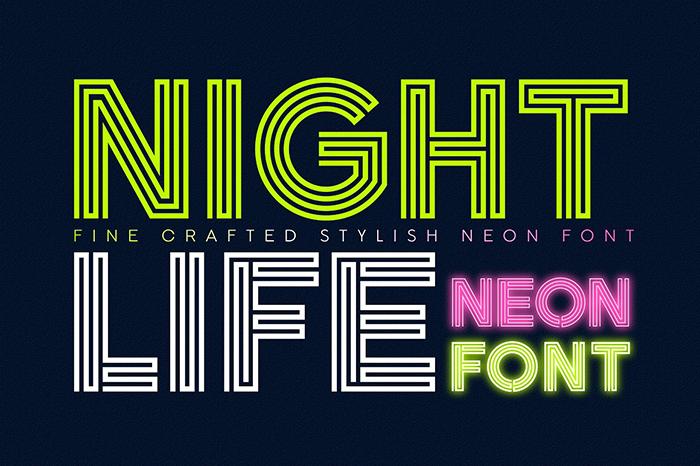 Nightlife Decorative neon sign fonts