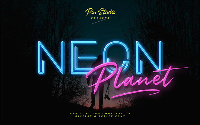 Neon Planet - Display Font Duo neon sign fonts