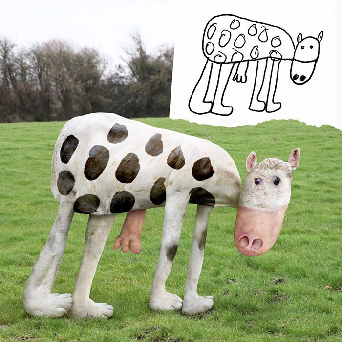 funny cow Photoshop kids drawings