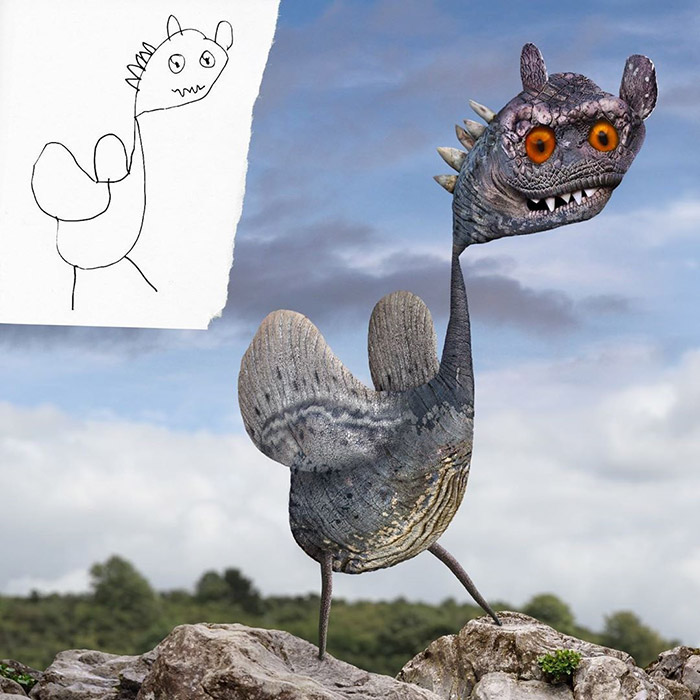 bizarre dragon Photoshop kids drawings
