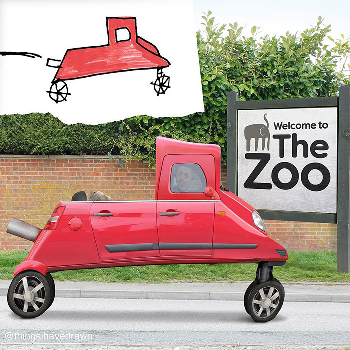 red vehicle Photoshop