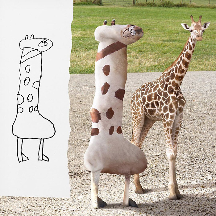 funny looking giraffe Photoshop kids drawings