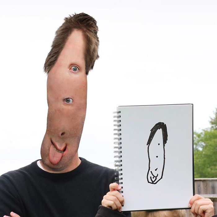 odd funny man vertical face Photoshop