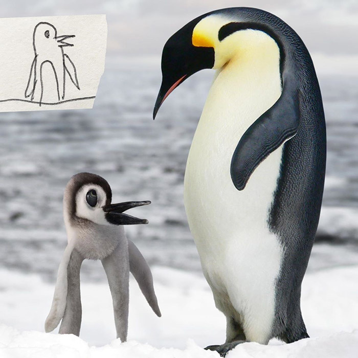 small penguin Photoshop kids drawings