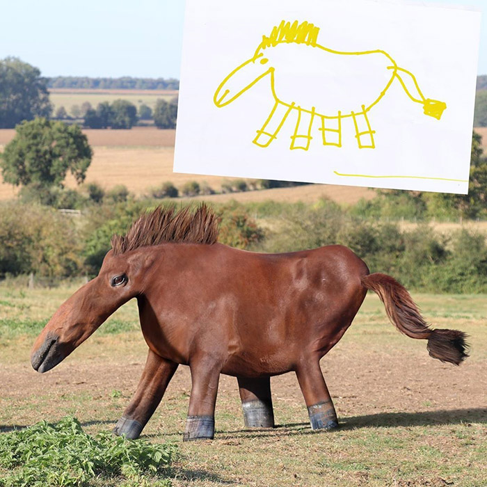 bizarre horse Photoshop kids drawings