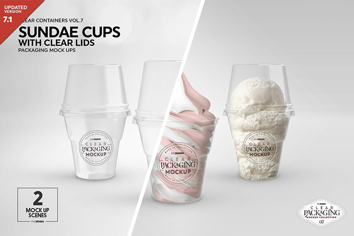 Clear Sundae Cups with Lids Mockup