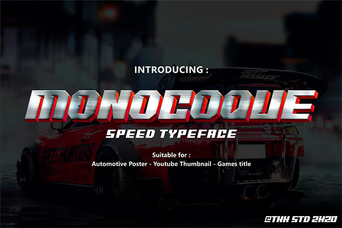 MONOCOQUE - Car Racing Gaming Font