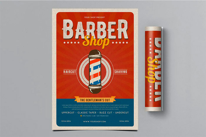 Light Retro Barber Shop Flyer