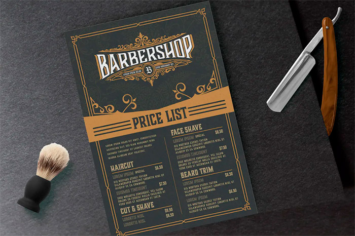 Vintage Barber Shop Price List + Logo