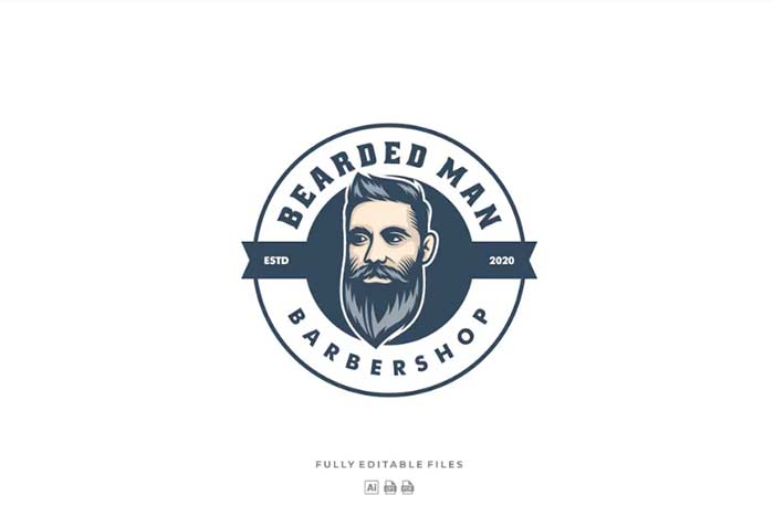 Barbershop Badge Modern Logo Template