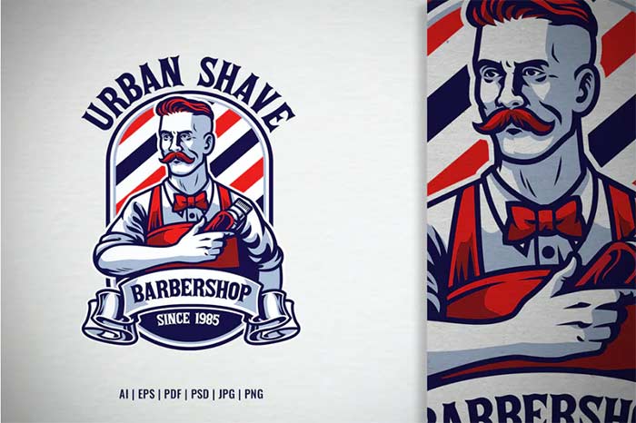 Barbershop Logo with Barber Pose